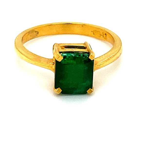 Emerald 1.80ct Solid 22K Yellow Gold Ring - Picture 1 of 7
